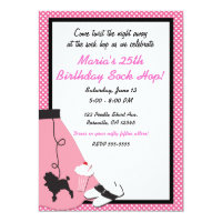 50's fifties Sock Hop Pink Poodle Skirt Party Invitation