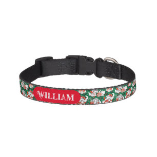 50's Green Vintage Christmas Pattern with Kittens Pet Collar