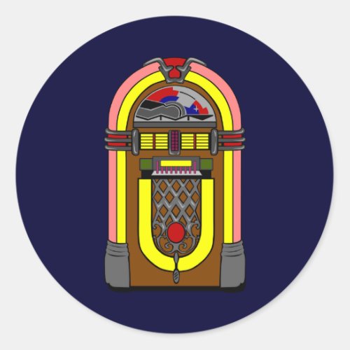 50s Jukebox Classic Round Sticker