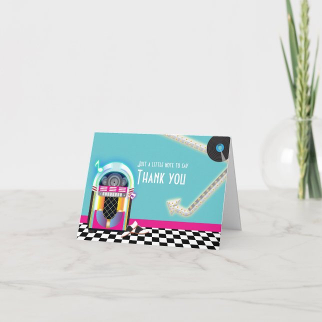 50's Jukebox Dance Party Sock Hop Thank You Card (Front)