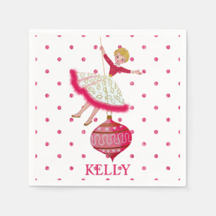 50s Lady Swinging on a Christmas Ornament Napkins
