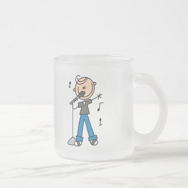 50s Male Singer Stick figure t-shirts and Gifts Frosted Glass Coffee Mug (Right)