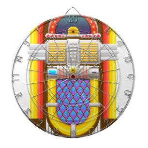 50s old fashioned jukebox dartboard with darts