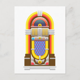 50s old fashioned jukebox postcard