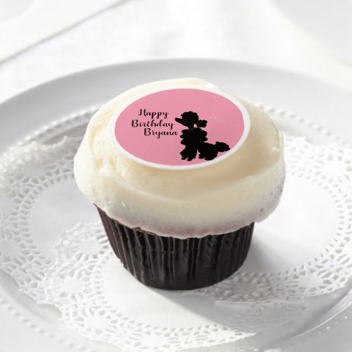 50s Pink  Black Poodle Birthday Party Sock Hop Edible Frosting Rounds