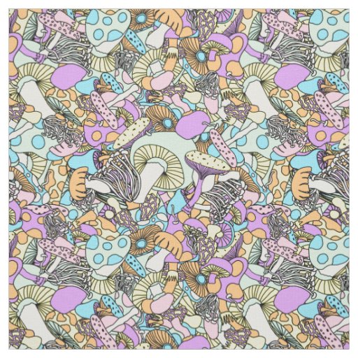 50s psychedelic mushrooms fabric | Zazzle