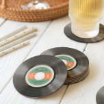 50's Record Style  Round Paper Coaster<br><div class="desc">Fifties Rockabilly Record Paper Coaster - Hey all you cool cats! It’s definitely time to party 50's style. Remember the hair, the fashion and the rock n’ roll music, that keeps this stylish decade in the hearts and minds of the young and the young at heart. Check out this boppin'...</div>