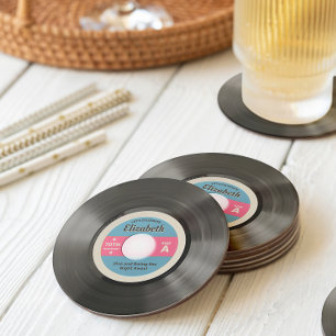 50's Record Style Round Paper Coaster