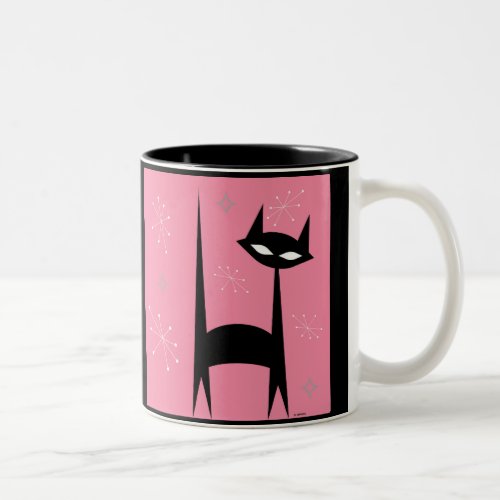 50s Retro Black Cat Pink Pop Art Coffee Mug