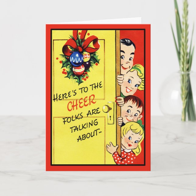 50s Retro Christmas Cheer Christmas Holiday Card (Front)