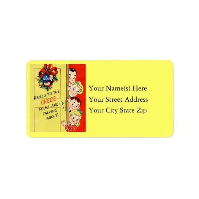 50s Retro Christmas Cheer Christmas Label (Front)
