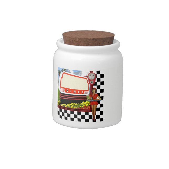 50s Retro Diner Blank Sign Candy Jar (Left)