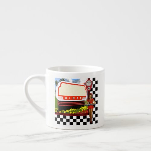 50s Retro Diner Blank Sign Espresso Cup