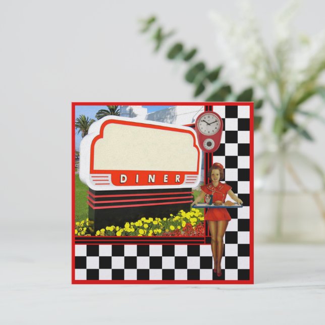 50s Retro Diner Blank Sign Invitation (Standing Front)