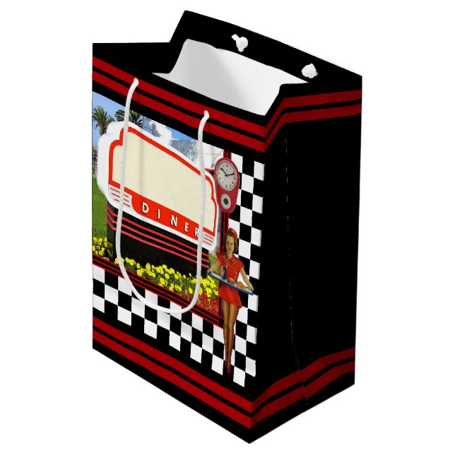 50s Retro Diner Blank Sign Medium Gift Bag (Front Angled)