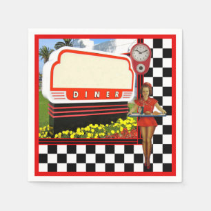 50s Retro Diner Blank Sign Napkins