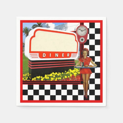 50s Retro Diner Blank Sign Napkins