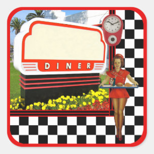 50s Retro Diner Blank Sign Sticker
