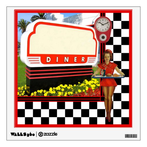50s Retro Diner Blank Sign Wall Sticker