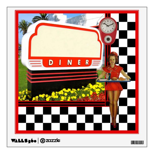 50s Retro Diner Blank Sign Wall Sticker Zazzle Com