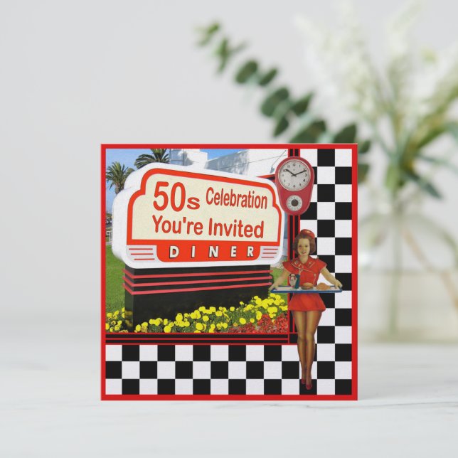 50s Retro Diner Invitation (Standing Front)