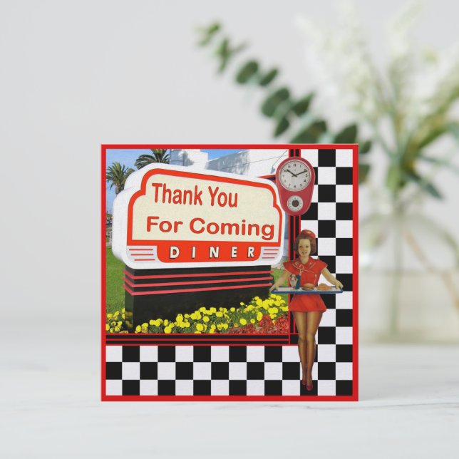 50s Retro Diner Thank You Card (Standing Front)