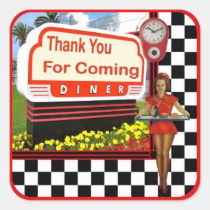 50s Retro Diner Thank You Sticker