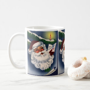 50s Retro Jolly Santa Claus, Vintage Christmas Coffee Mug