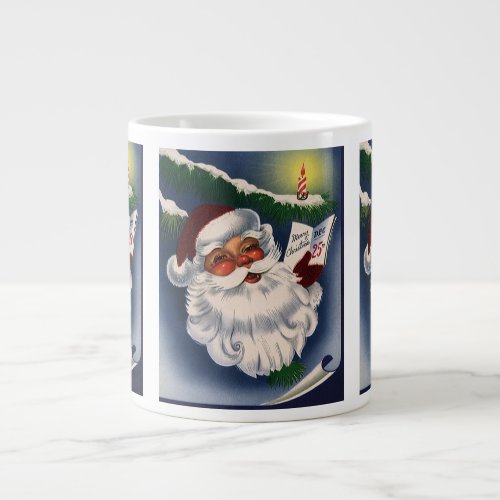 50s Retro Jolly Santa Claus Vintage Christmas Large Coffee Mug