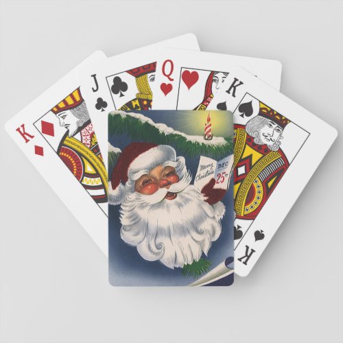 50s Retro Jolly Santa Claus Vintage Christmas Playing Cards