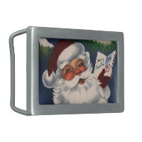 50s Retro Jolly Santa Claus Vintage Christmas Rectangular Belt