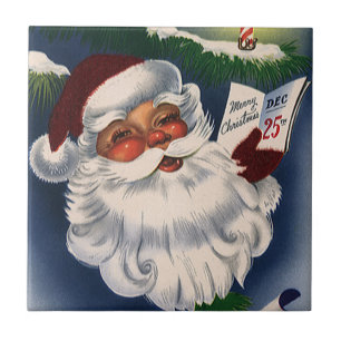 50s Retro Jolly Santa Claus, Vintage Christmas Tile
