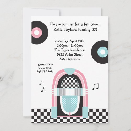 50's Retro Party Invitation