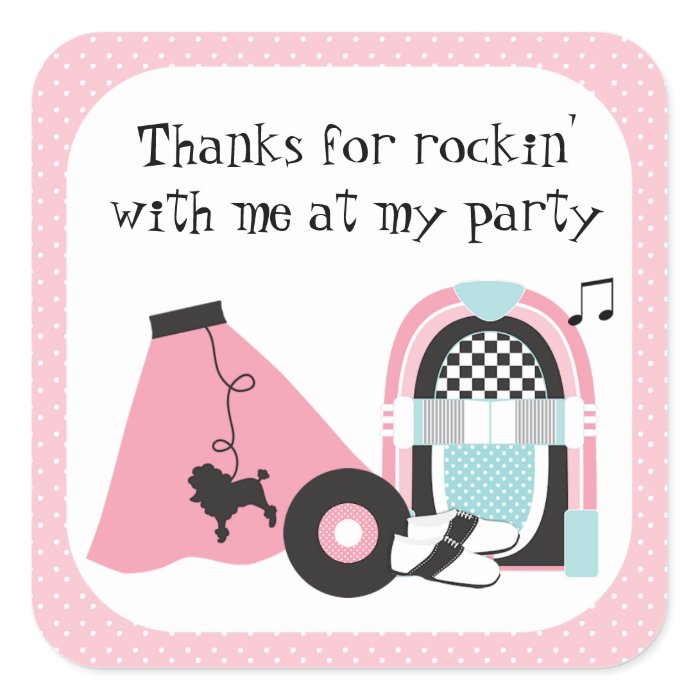 50's Rock and Roll Party Thank You Sticker