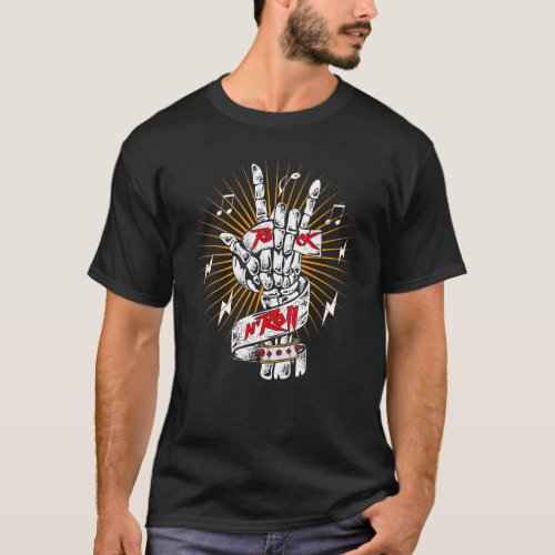 50s Rockabilly 1950s Sock Hop Skeleton Rock N Roll T_Shirt