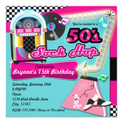 50's SOCK HOP Birthday Party Retro Invitation