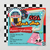 50's SOCK HOP Birthday Party Retro Red Invitation (Front/Back)