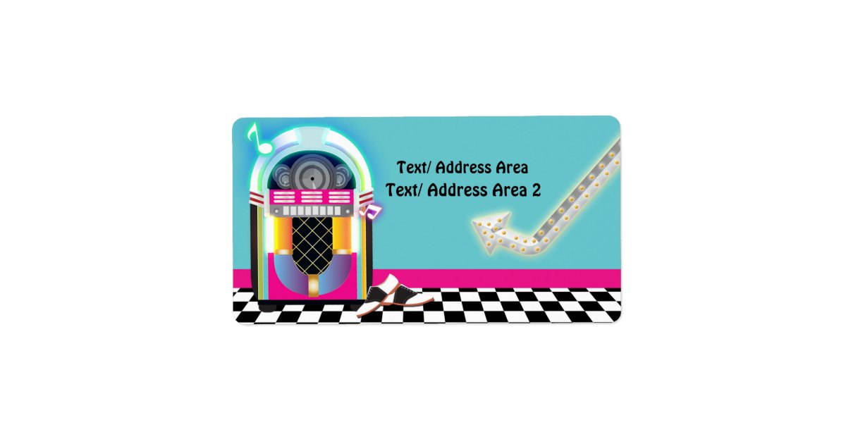 50's Sock Hop Dance Jukebox Party Pink Label | Zazzle