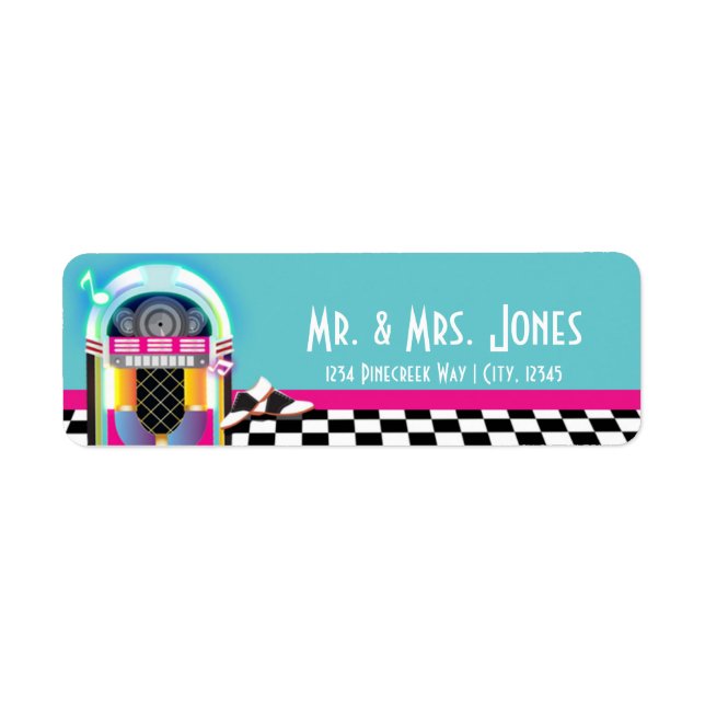 50's Sock Hop Dance Party Jukebox Address Labels (Front)