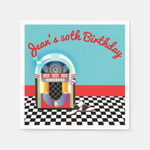 50's Sock Hop Dance Party Jukebox Red Custom Napkins