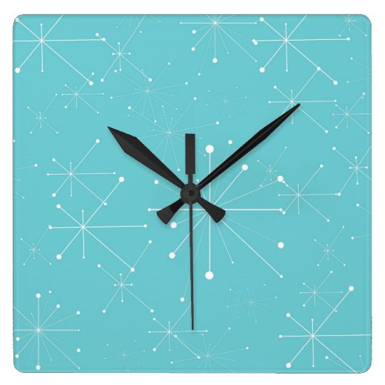 50s Style Retro Pattern Square Wall Clock Zazzle Com