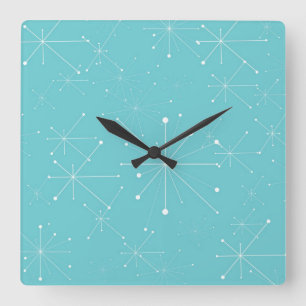 50s Style Retro Pattern Square Wall Clock