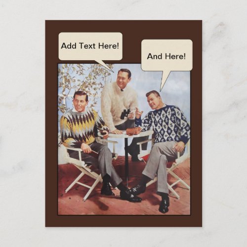 50s Sweater Guys Postcard
