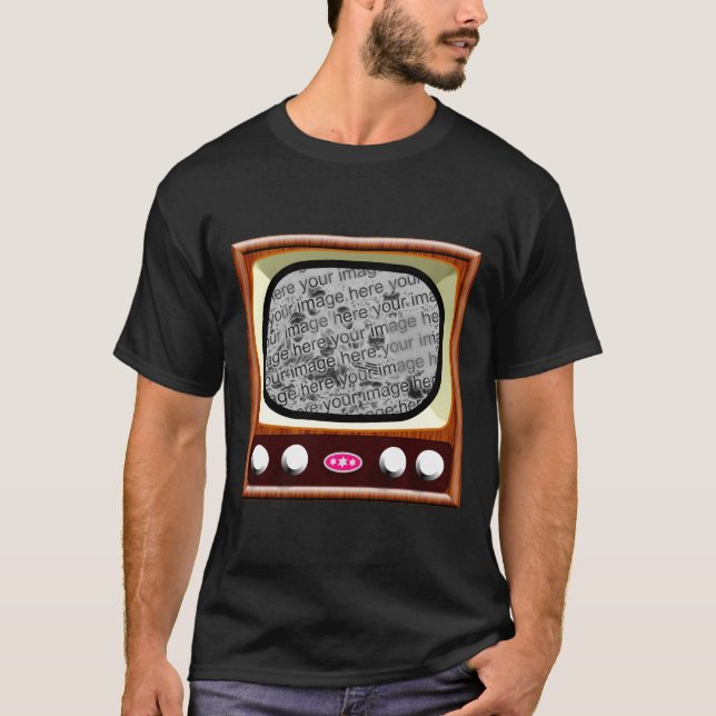 50s Television Template - Black T-Shirt (Front)