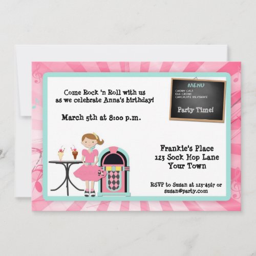 50's Theme Party Invitation
