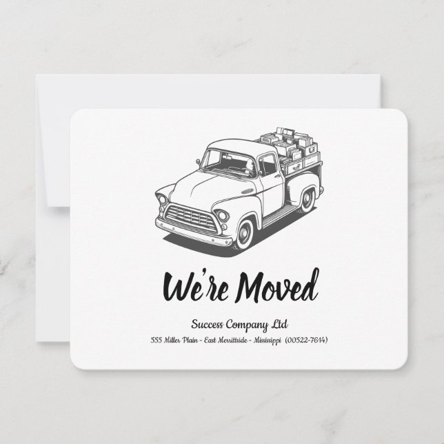 50's Truck B&W Personalize Office Address Announcement (Front)