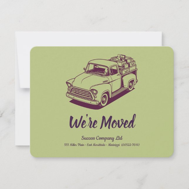 50's Truck Green Back Personalize Office Address Announcement (Front)