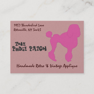 50s Vintage Pink Felt Poodle Business Card