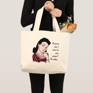 50s Woman Sarcasm Large Tote Bag
