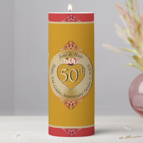 50th1st Golden Lovers mug Pillar Candle